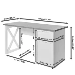 Modern Country Schreibtisch mit Stauraum - Ristina Tische