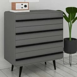 Best Moderne Kommode in Grau mit Schwarz - Pavias Kommoden