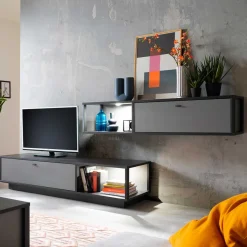 Hot Moderne TV Anbauwand in Grau - Ridona (zweiteilig) Wohnwände