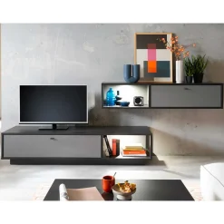 Hot Moderne TV Anbauwand in Grau - Ridona (zweiteilig) Wohnwände