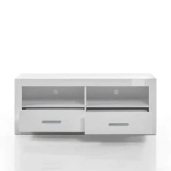 Best Moderne Wohnkombination in Hochglanz Weiß Yulis 315cm breit (vierteilig) Wohnwände