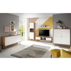 Discount Moderne Wohnmöbel Kombi in Weiß - Cablos (fünfteilig) Wohnwände