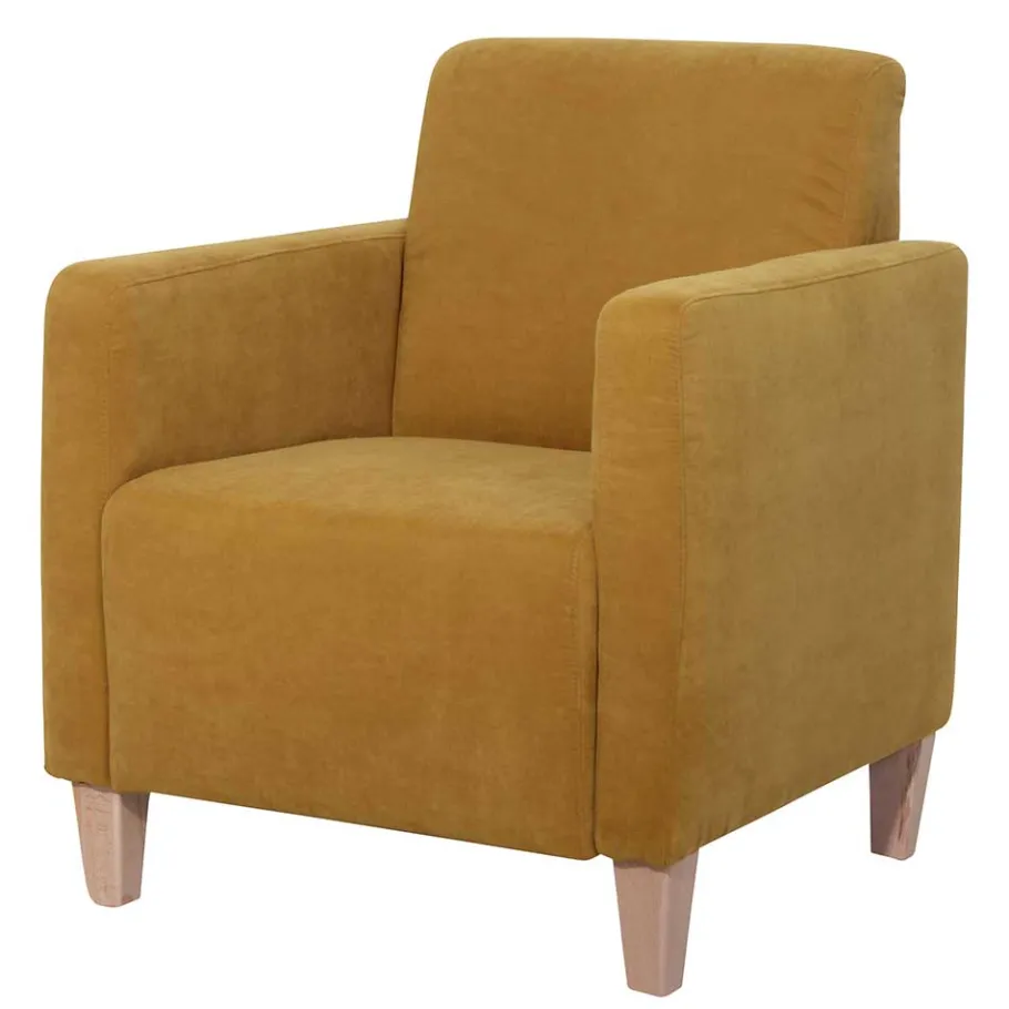 Best Modern-kantiger Sessel in Gelb und Buche - Crasting Sessel