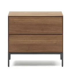 Outlet Nachtkommode in Nussbaumfarben und Anthrazit - Milena Kommoden