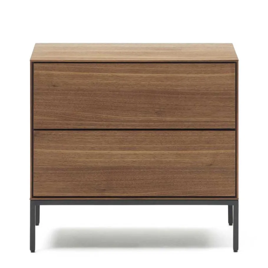 Outlet Nachtkommode in Nussbaumfarben und Anthrazit - Milena Kommoden