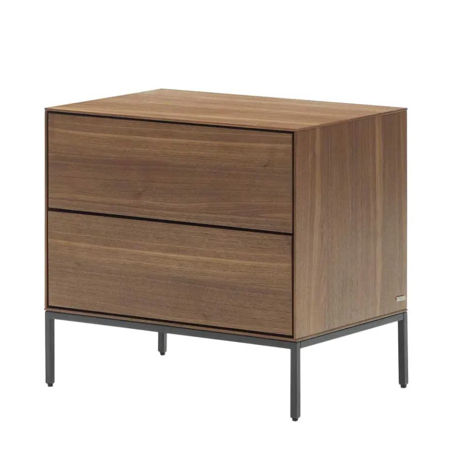 Outlet Nachtkommode in Nussbaumfarben und Anthrazit - Milena Kommoden