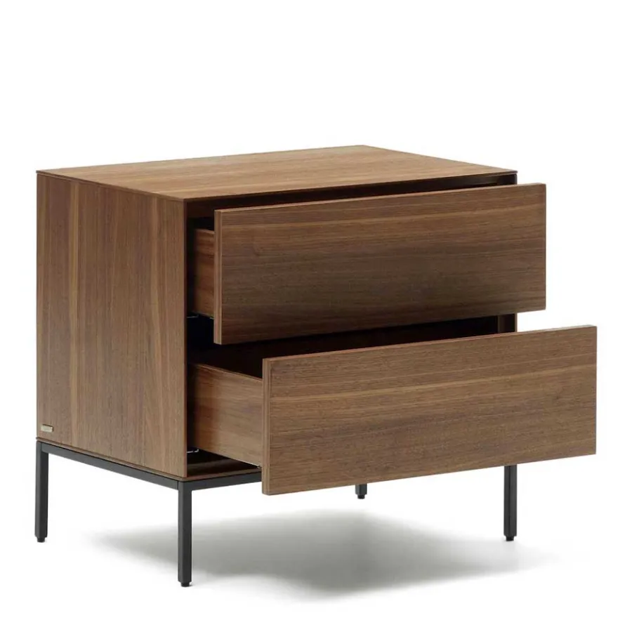 Outlet Nachtkommode in Nussbaumfarben und Anthrazit - Milena Kommoden