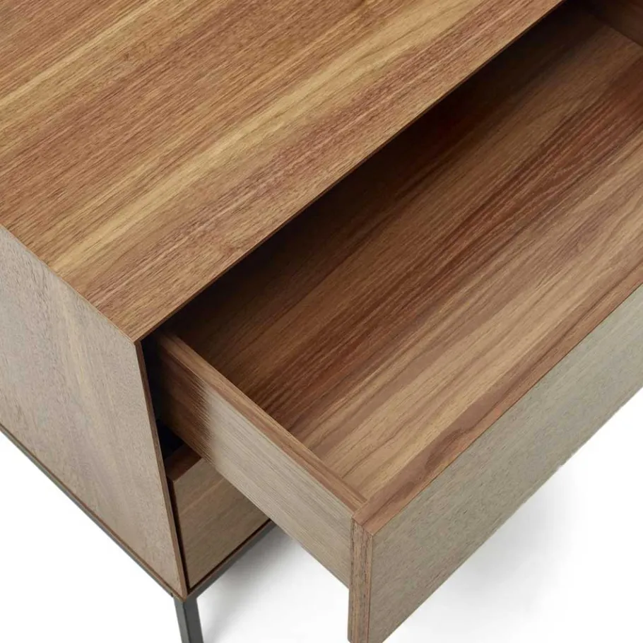 Outlet Nachtkommode in Nussbaumfarben und Anthrazit - Milena Kommoden