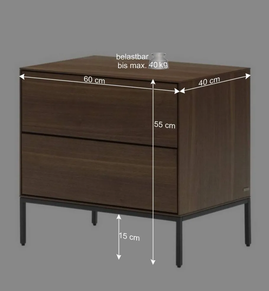 Outlet Nachtkommode in Nussbaumfarben und Anthrazit - Milena Kommoden