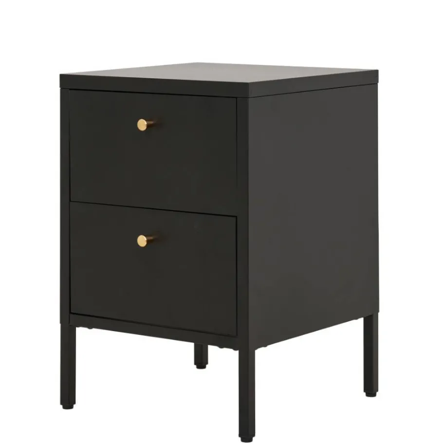 Outlet Nachtkommode in Schwarz mit Gold - Singular Kommoden