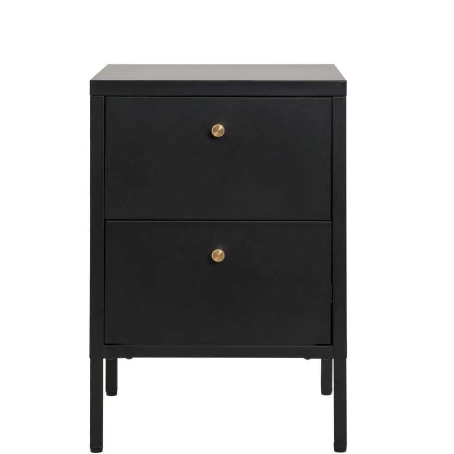 Outlet Nachtkommode in Schwarz mit Gold - Singular Kommoden