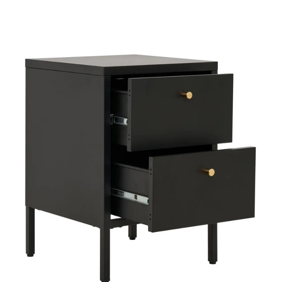 Outlet Nachtkommode in Schwarz mit Gold - Singular Kommoden