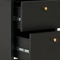 Outlet Nachtkommode in Schwarz mit Gold - Singular Kommoden