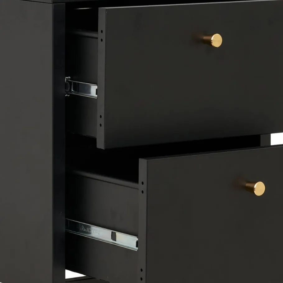 Outlet Nachtkommode in Schwarz mit Gold - Singular Kommoden