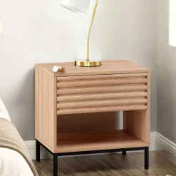 Outlet Nachtkommode mit einer Schublade und Fach - Lunira Kommoden