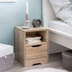 Best Nachtkonsole mit Fach und Schublade - Mavricara Kommoden