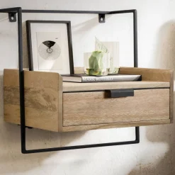 Outlet Nachtkonsole zum Aufhängen aus Mangoholz - Hanniba Kommoden