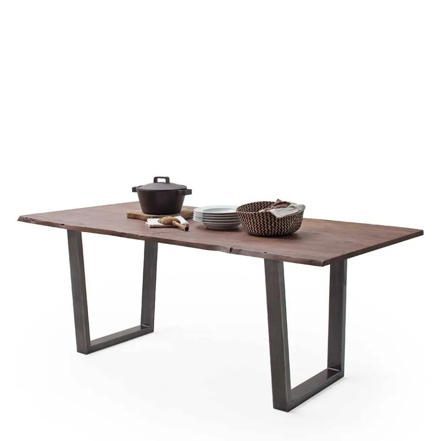 Sale Naturkantentisch in Walnuss Braun Akazie - Genzema Tische