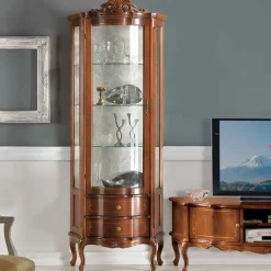 Outlet Nussbaum Furnier Wohnwand Barock Dentro 325cm breit (dreiteilig) Wohnwände