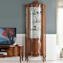 Outlet Nussbaum Furnier Wohnwand Barock Dentro 325cm breit (dreiteilig) Wohnwände