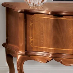 Outlet Nussbaum Furnier Wohnwand Barock Dentro 325cm breit (dreiteilig) Wohnwände