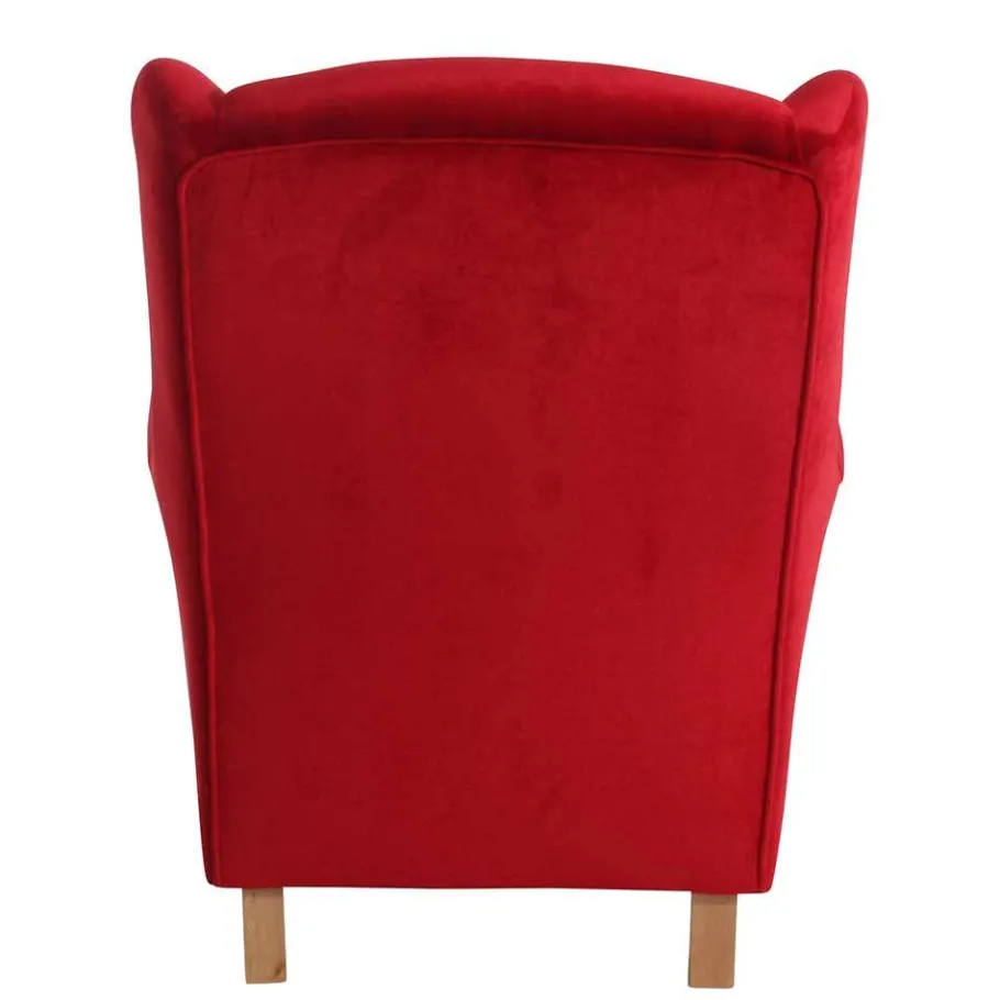 Best Ohrenbackensessel aus rotem Samtvelours - Lorenzo Sessel