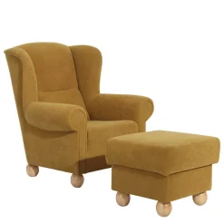 Best Ohrenbackensessel in Gelb Velours - Acigne Sessel