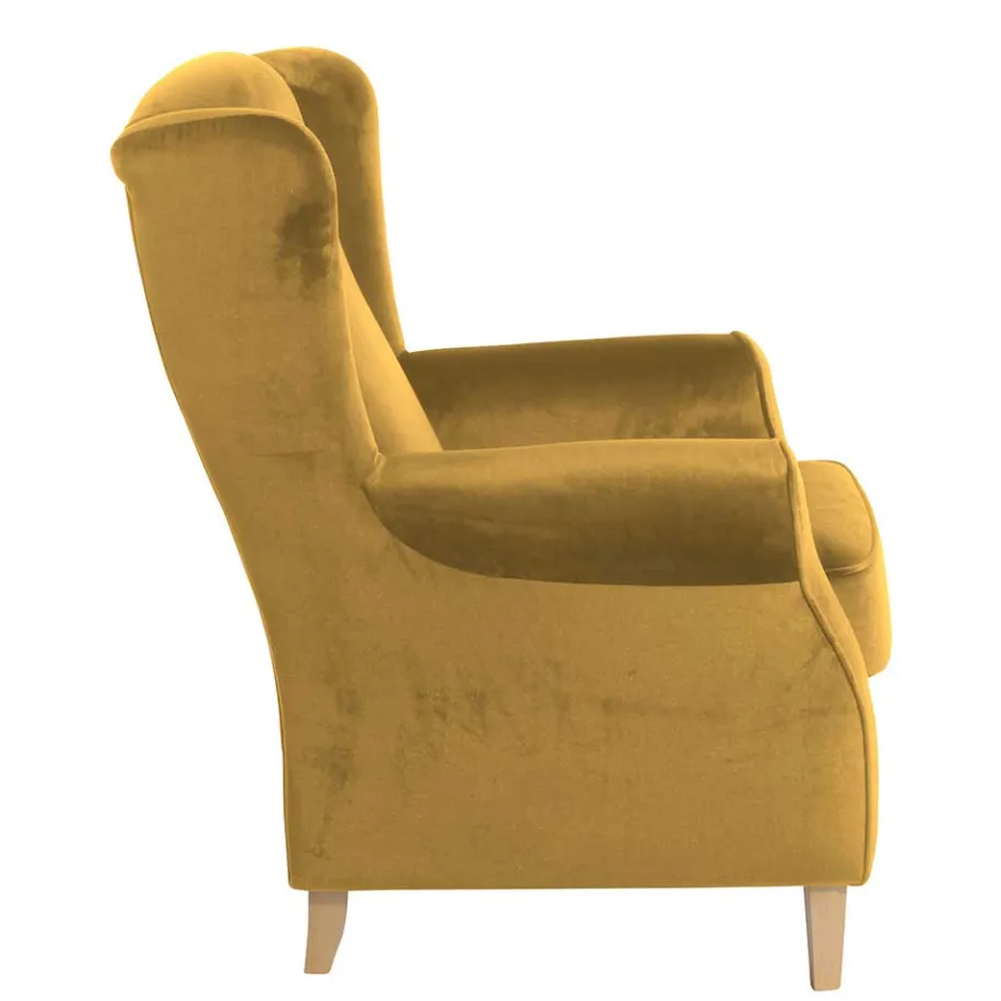 Best Ohrenbackensessel in Gelb Samtvelours - Tablon Sessel