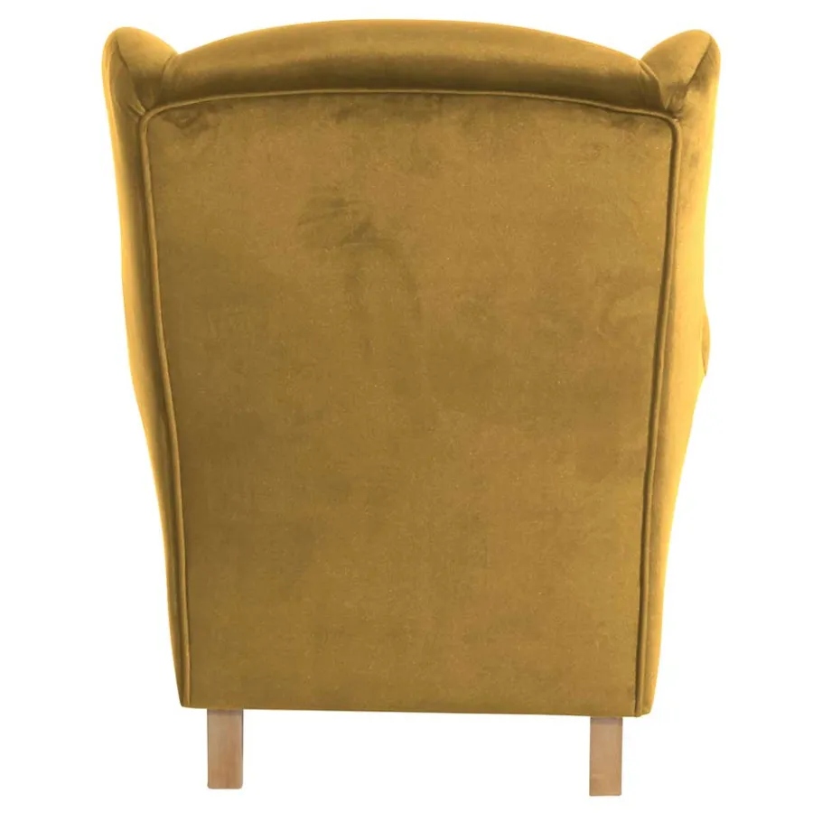 Best Ohrenbackensessel in Gelb Samtvelours - Tablon Sessel