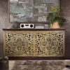 Sale Oriental Design Sideboard in Gold und Walnussbraun - Roswito Sideboards
