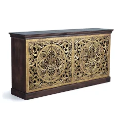 Sale Oriental Design Sideboard in Gold und Walnussbraun - Roswito Sideboards