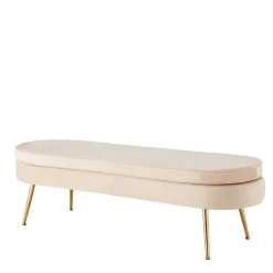 Best Ovale Polsterbank in Beige & Gold - Mamoud Sitzbank