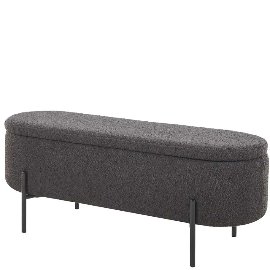 Sale Ovale Truhenbank in Anthrazit Boucle - Comoto Sitzbank