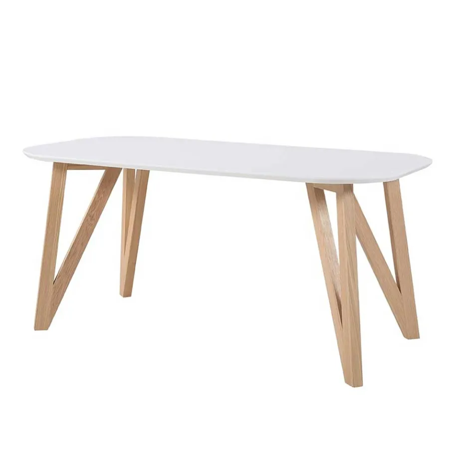 Outlet Ovaler Designtisch in Weiß & Eichefarben - Calypso Tische