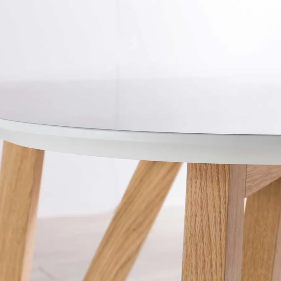 Outlet Ovaler Designtisch in Weiß & Eichefarben - Calypso Tische