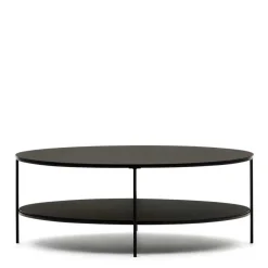 Outlet Ovaler Sofatisch aus Glas und Metall - Calama Tische