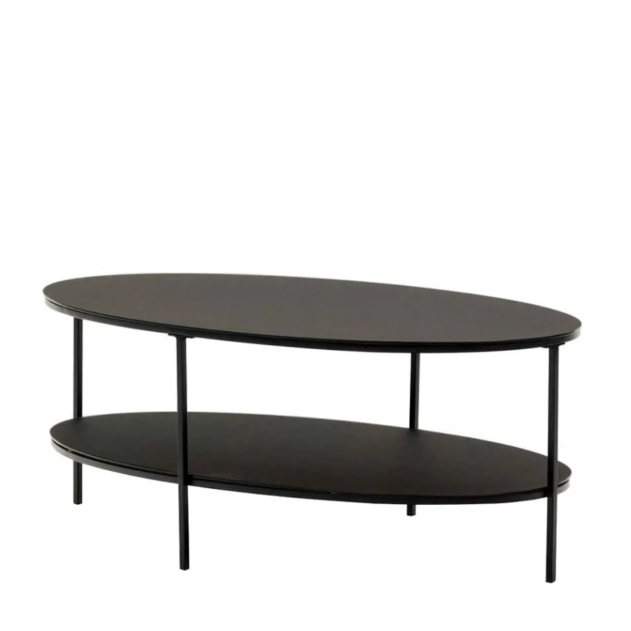 Outlet Ovaler Sofatisch aus Glas und Metall - Calama Tische