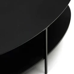 Outlet Ovaler Sofatisch aus Glas und Metall - Calama Tische