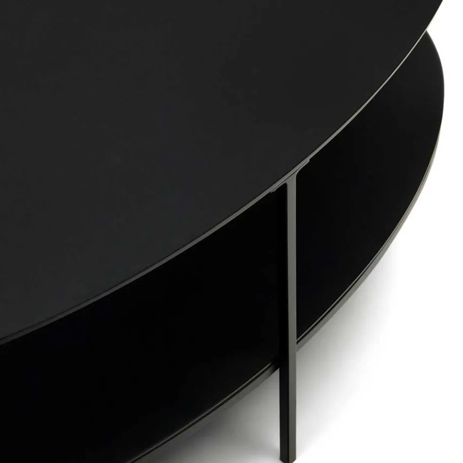 Outlet Ovaler Sofatisch aus Glas und Metall - Calama Tische