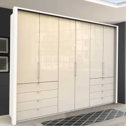 Panorama Kleiderschrank in Creme Glas - Zidarie Kleiderschränke