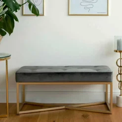 Sale Polsterbank in Grau und Gold - Melona Sitzbank