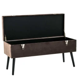 Polsterbank Truhe aus Samt in Taupe - Landhuis Sitzbank