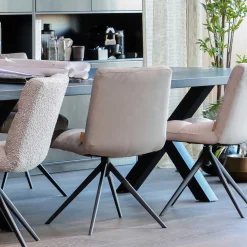 Polsterstuhl mit Stativgestell in Beigegrau - Melli Stühle