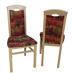 Polsterstuhl mit Stoff Rot gemustert Cora & Buchefarben (2er Set) Stühle