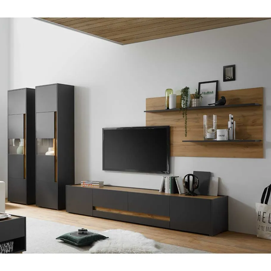 New Preiswerte Anbauwand modern - Ahilav (vierteilig) Wohnwände