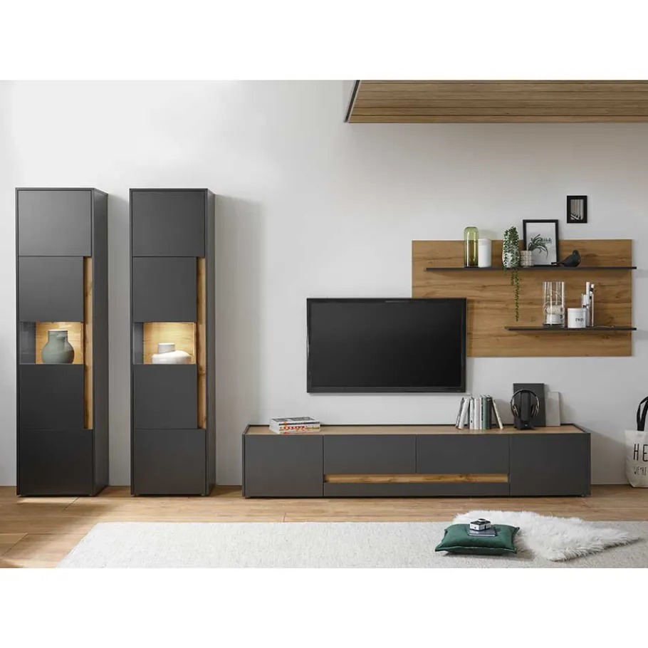 New Preiswerte Anbauwand modern - Ahilav (vierteilig) Wohnwände