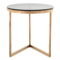 Best Rauchglas Beistelltisch mit Gestell in Rosegold - Shivan Tische