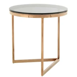 Best Rauchglas Beistelltisch mit Gestell in Rosegold - Shivan Tische