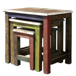 New Recyclingholz Dreisatztisch Shabby Style - Joe (dreiteilig) Tische