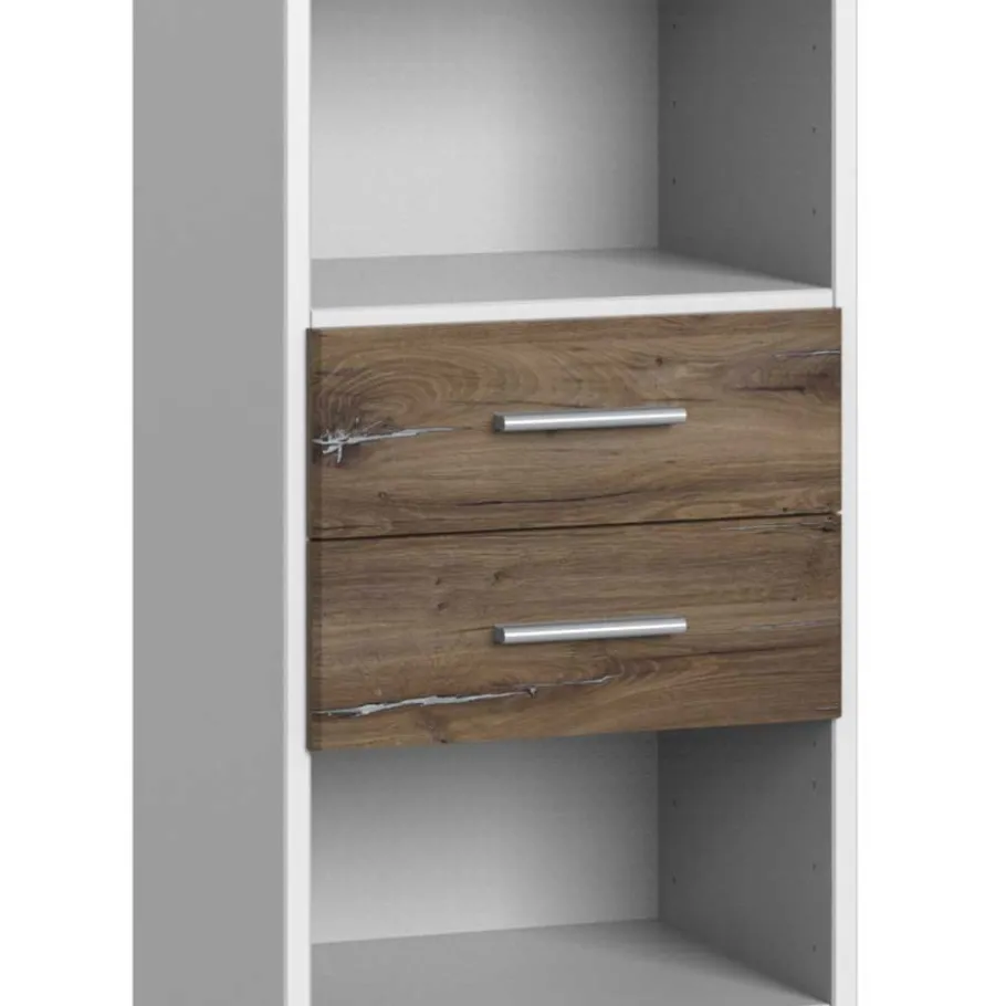 Best Regal in Weiß & Eiche verwittert Dekor - Liesca Regale|Vitrinen